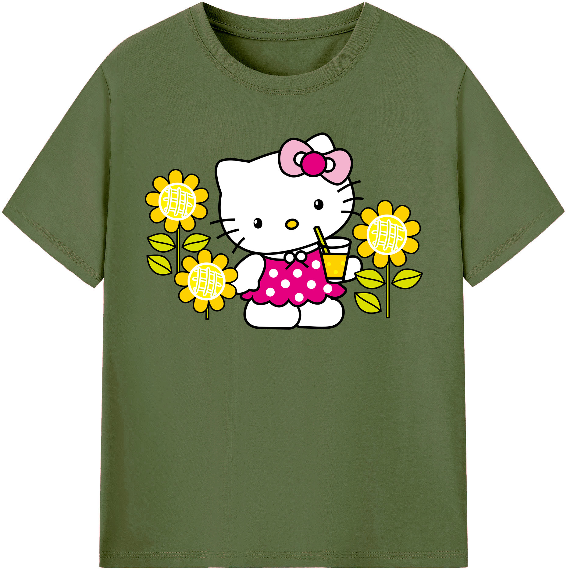 （画像用） Hello Kitty ハローキティ 綿100％半袖Tシャツ（フロントプリント）